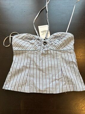 Princess Polly Striped Blue Halter Bustier Top